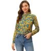 imageAllegra K Womens Tropical Print Blouse Lapel Collar Long Sleeve Elegant Button Down ShirtGreenfloral