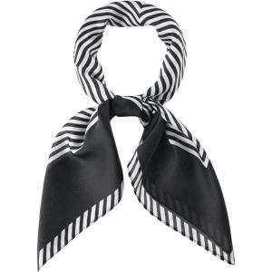 imageAllegra K 70cm Women Stripe Print Square Scarves Kerchief Neck Scarf Neckerchief HeadbandBlack White