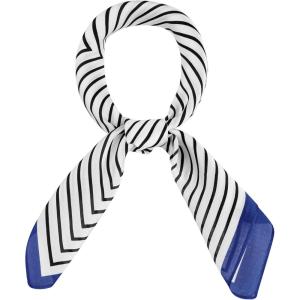 imageAllegra K 70cm Women Stripe Print Square Scarves Kerchief Neck Scarf Neckerchief HeadbandWhite Blue