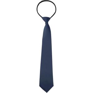 imageAllegra K Mens PreTied Zipper Tie Solid Color Formal Casual Adjustable 8cm Wide TieNavy Blue Long