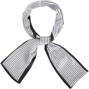 imageAllegra K Skinny Scarves Stripe Neck Wraps for Women Fasion Neckerchief Ribbon HairbandWhite