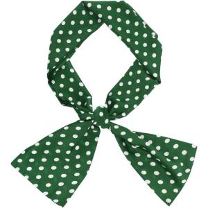 imageAllegra K Women Retro Polka Dots Skinny Scarf Neck Scarves Wrap Long Neckerchief Hair BandGreen