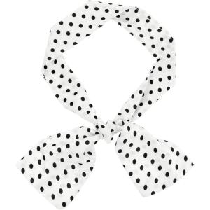 imageAllegra K Women Retro Polka Dots Skinny Scarf Neck Scarves Wrap Long Neckerchief Hair BandWhite