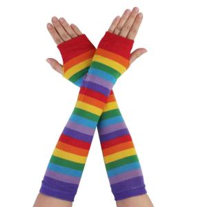 imageAllegra K Womens Arm Warmers Winter Knitted Elbow Long Cosplay Costume Fingerless GlovesMulticolor