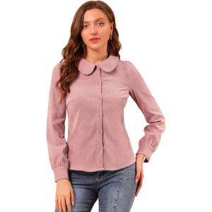 imageAllegra K Womens Button Down Shirt Peter Pan Collar Button Up Long Sleeve Top