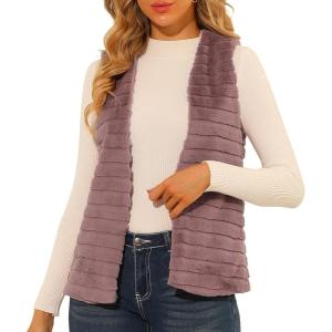 imageAllegra K Womens Fashion Faux Fur Vest Casual Sleeveless Fluffy Open Front Jacket