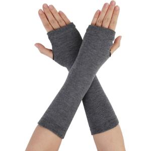 imageAllegra K Womens Fingerless Gloves Printed Elbow Length Knitted Arm WarmersGray