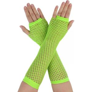 imageAllegra K Womens Fingerless Mesh 1980s Fancy Dress Party Costume Accessories Fishnet Gloves 2 PairsGreen