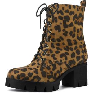 imageAllegra K Womens LaceUp Platform Chunky Heels Combat Boots