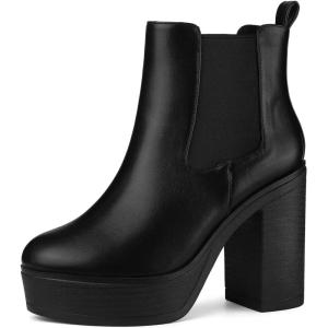 imageAllegra K Womens Platform Chunky High Heels Chelsea Ankle BootsBlack