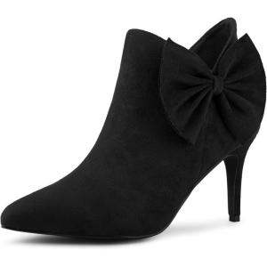 imageAllegra K Womens Pointed Toe Zip Bow Stiletto Heels Ankle BootsBlack