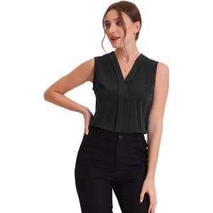 imageAllegra K Womens Work Sleeveless Blouse Business Casual V Neck Tank TopsBlack