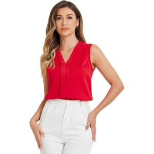 imageAllegra K Womens Work Sleeveless Blouse Business Casual V Neck Tank TopsRed