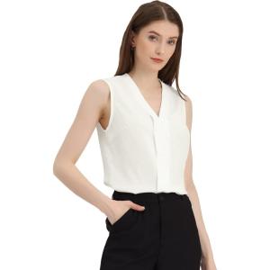 imageAllegra K Womens Work Sleeveless Blouse Business Casual V Neck Tank TopsWhite