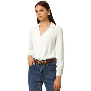 imageAllegra K Womens Work Vintage Button Down Business Casual Top