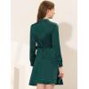 imageAllegra K Aline Dress for Womens Elegant Satin Keyhole Tie Waist Dress for WorkDark Green