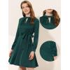 imageAllegra K Aline Dress for Womens Elegant Satin Keyhole Tie Waist Dress for WorkDark Green