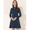 imageAllegra K Aline Dress for Womens Elegant Satin Keyhole Tie Waist Dress for WorkNavy Blue