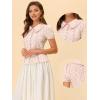 imageAllegra K Button Down Tops for Womens 1950s Peter Pan Collar Floral BlousePink