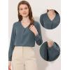 imageAllegra K Chiffon Blouse for Womens V Neck Long Sleeve Business Causal ShirtGrey Blue