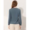 imageAllegra K Chiffon Blouse for Womens V Neck Long Sleeve Business Causal ShirtGrey Blue
