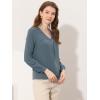 imageAllegra K Chiffon Blouse for Womens V Neck Long Sleeve Business Causal ShirtGrey Blue