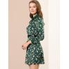 imageAllegra K Floral Satin Dresses for Womens Spring Fall Long Sleeve Belted Button Down DressDark Green