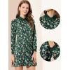 imageAllegra K Floral Satin Dresses for Womens Spring Fall Long Sleeve Belted Button Down DressDark Green