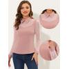 imageAllegra K Mesh Insert Tops for Womens Long Sleeves Point Collar Work BlousePink