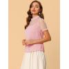 imageAllegra K Mock Neck Blouse for Womens Puff Sleeve Elegant Mesh Sleeve TopPink