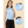imageAllegra K Office Blouse for Womens 2024 Sleeveless Mock Neck Ruffles Elegant Satin Work TopsLight Blue
