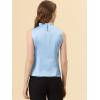 imageAllegra K Office Blouse for Womens 2024 Sleeveless Mock Neck Ruffles Elegant Satin Work TopsLight Blue