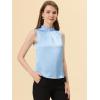 imageAllegra K Office Blouse for Womens 2024 Sleeveless Mock Neck Ruffles Elegant Satin Work TopsLight Blue