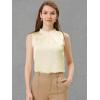 imageAllegra K Office Blouse for Womens 2024 Sleeveless Mock Neck Ruffles Elegant Satin Work TopsWhite