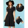 imageAllegra K Peter Pan Collar Dress for Womens Work Puff Sleeve Vintage DressesBlack