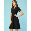 imageAllegra K Peter Pan Collar Dress for Womens Work Puff Sleeve Vintage DressesBlack