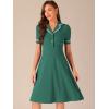 imageAllegra K Peter Pan Collar Dress for Womens Work Puff Sleeve Vintage DressesDark Green
