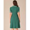 imageAllegra K Peter Pan Collar Dress for Womens Work Puff Sleeve Vintage DressesDark Green