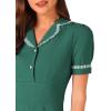 imageAllegra K Peter Pan Collar Dress for Womens Work Puff Sleeve Vintage DressesDark Green