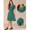 imageAllegra K Peter Pan Collar Dress for Womens Work Puff Sleeve Vintage DressesDark Green