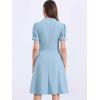 imageAllegra K Peter Pan Collar Dress for Womens Work Puff Sleeve Vintage DressesDusty Blue