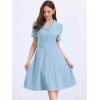 imageAllegra K Peter Pan Collar Dress for Womens Work Puff Sleeve Vintage DressesDusty Blue