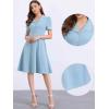 imageAllegra K Peter Pan Collar Dress for Womens Work Puff Sleeve Vintage DressesDusty Blue