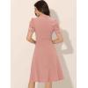 imageAllegra K Peter Pan Collar Dress for Womens Work Puff Sleeve Vintage DressesPink