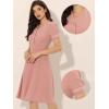 imageAllegra K Peter Pan Collar Dress for Womens Work Puff Sleeve Vintage DressesPink