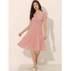 imageAllegra K Peter Pan Collar Dress for Womens Work Puff Sleeve Vintage DressesPink