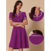 imageAllegra K Peter Pan Collar Dress for Womens Work Puff Sleeve Vintage DressesPurple