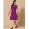 imageAllegra K Peter Pan Collar Dress for Womens Work Puff Sleeve Vintage DressesPurple