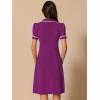imageAllegra K Peter Pan Collar Dress for Womens Work Puff Sleeve Vintage DressesPurple