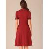 imageAllegra K Peter Pan Collar Dress for Womens Work Puff Sleeve Vintage DressesRed